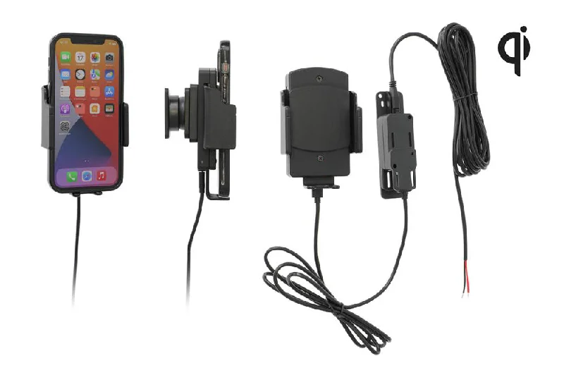 Heavy-Duty Adjustable Qi Wireless Charging Cradle with Hard-Wired Power Supply