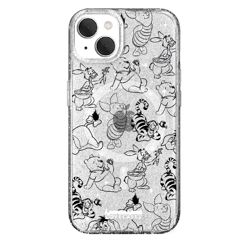 Black Winnie & Friends Glitter Tough Case