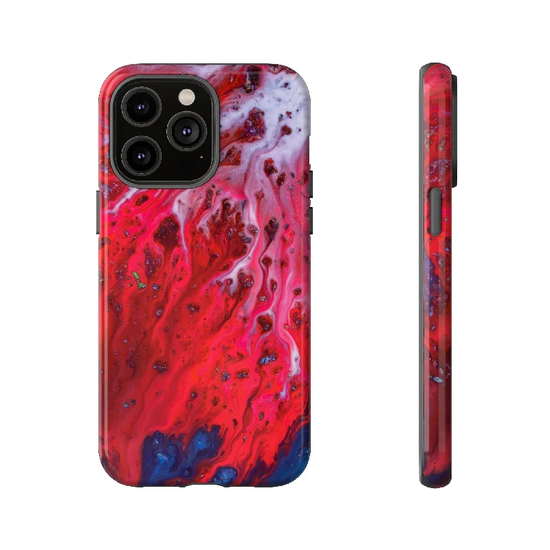 Bright Red Ink Art - Protective Phone Case