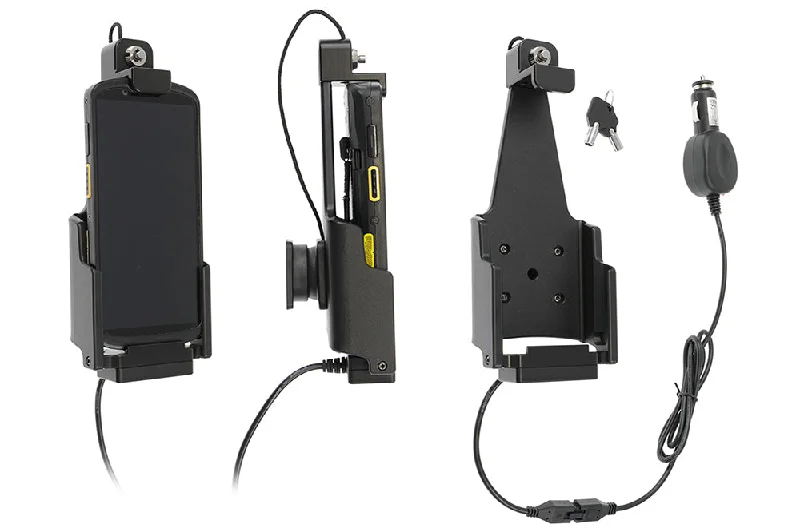 Charging Cradle with Key Lock and Cigarette Lighter Adapter for Zebra TC53/TC58 with Rugged Boot