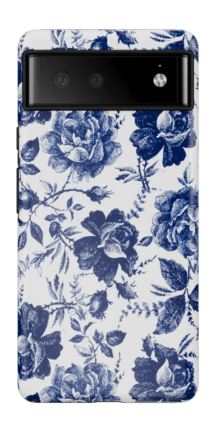 Rose to Fame | Blue & White Rose Floral Google Pixel Case