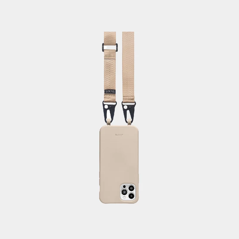 Beige Phone Case + Nude Crossbody Lanyard