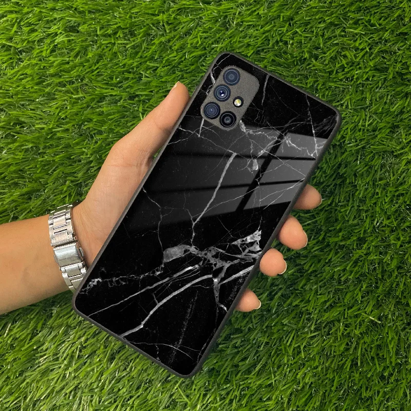 Black Marble Patter Glass Case Cover for Samsung