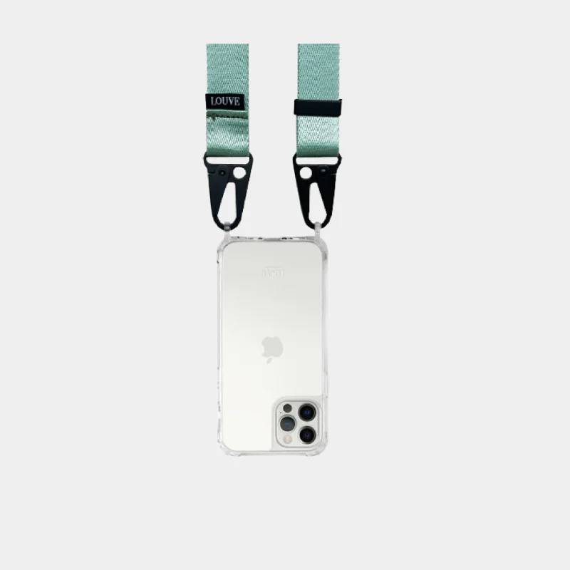 Clear Phone Case + Mint Crossbody Lanyard