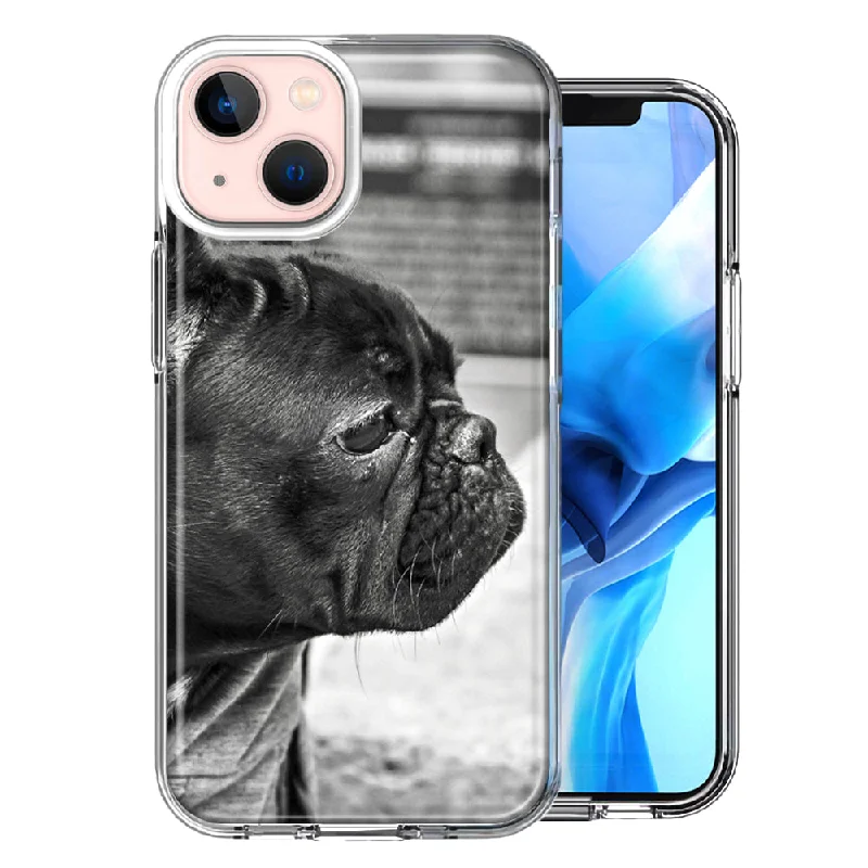 For Apple iPhone 15 Black French Bulldog Case Cover