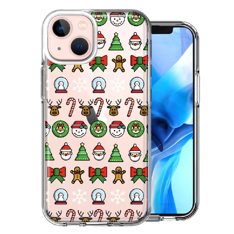 For Apple iPhone 15 Classic Christmas Polka Dots Santa Snowman Reindeer Candy Cane Case Cover