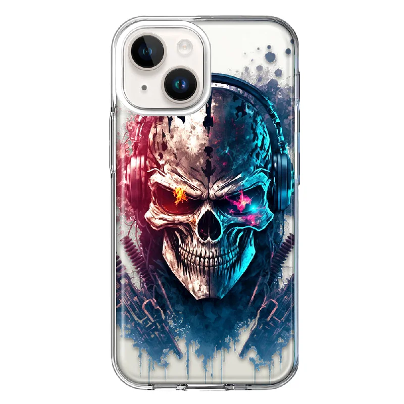 For Apple iPhone 15 Cyberpunk Machine Headphones Skull Case Cover