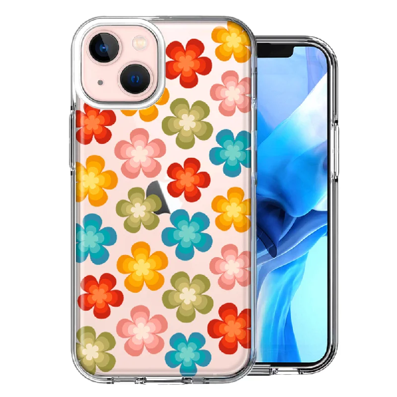 For Apple iPhone 15 Groovy Gradient Retro Color Flowers Case Cover