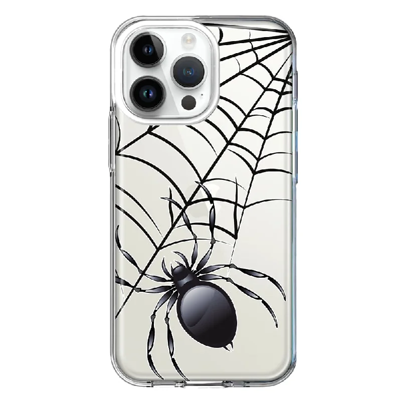 For Apple iPhone 15 Pro Creepy Black Spider Web Halloween Horror Spooky Design Hybrid Protective Phone Case Cover