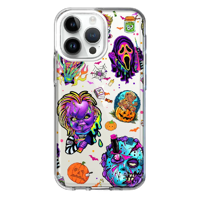 For Apple iPhone 15 Pro Cute Halloween Spooky Horror Scary Neon Characters Design Hybrid Protective Phone Case Cover