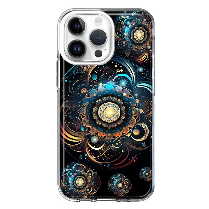 For Apple iPhone 15 Pro Mandala Geometry Abstract Multiverse Pattern Design Hybrid Protective Phone Case Cover