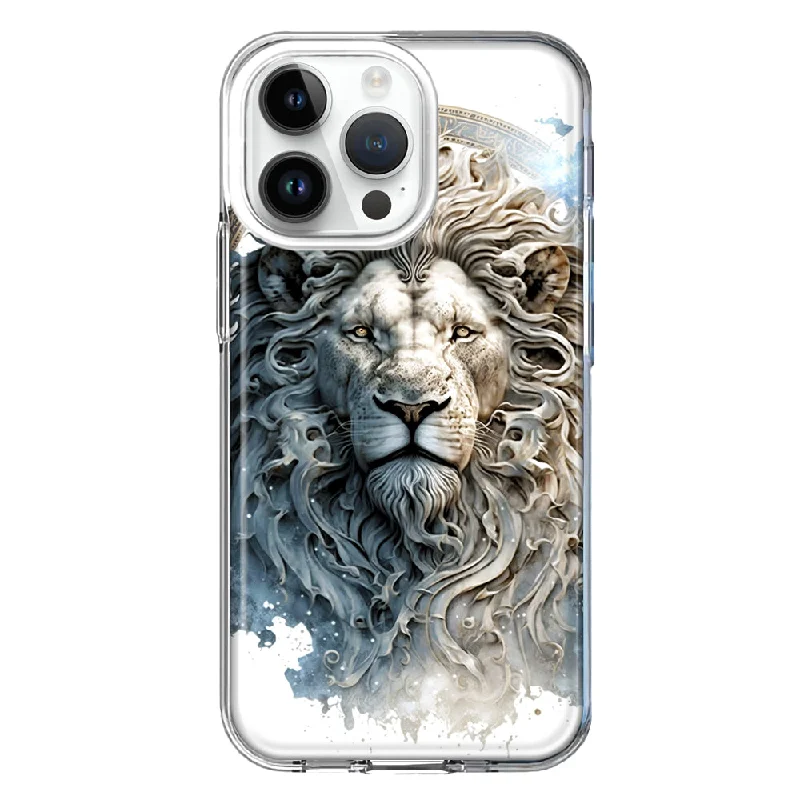 For Apple iPhone 15 Pro Max Abstract Lion Sculpture Hybrid Protective Phone Case Cover