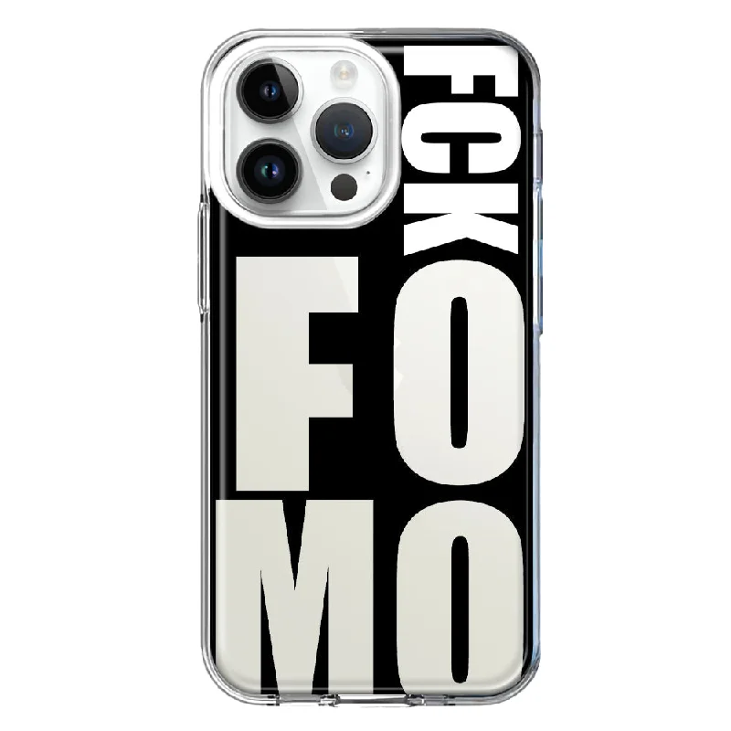 For Apple iPhone 15 Pro Max Black Clear Funny Text Quote Fckfomo Design Hybrid Protective Phone Case Cover