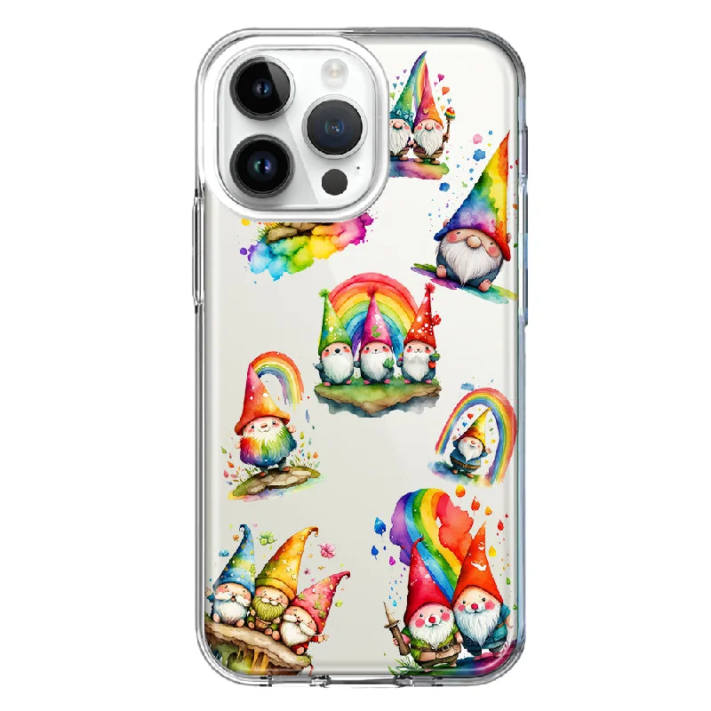 For Apple iPhone 15 Pro Max Colorful Neon Glow Rainbow Gnomes Painting Hybrid Protective Phone Case Cover