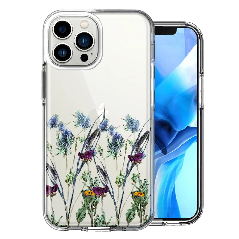 For Apple iPhone 15 Pro Max Country Dried Flowers Design Double Layer Phone Case Cover