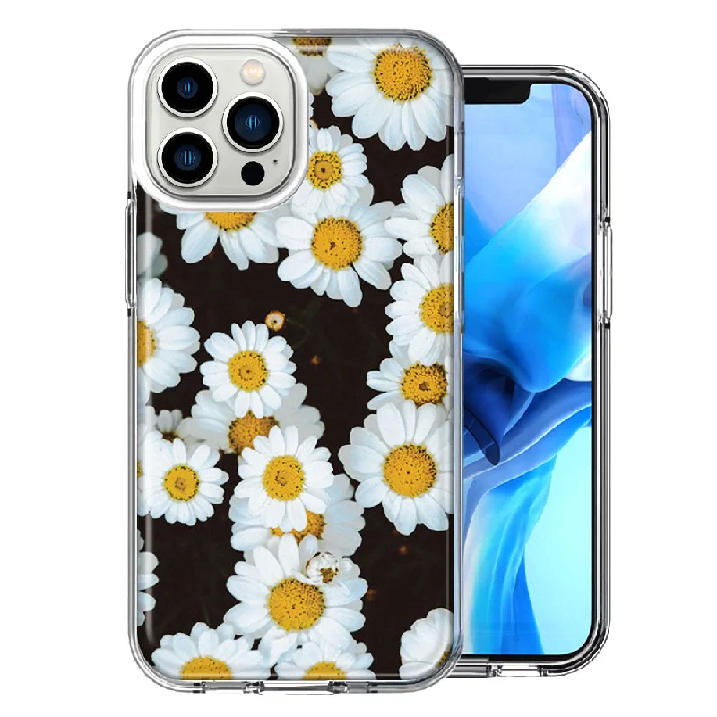 For Apple iPhone 15 Pro Max Cute Daisy Flowers Double Layer Phone Case Cover