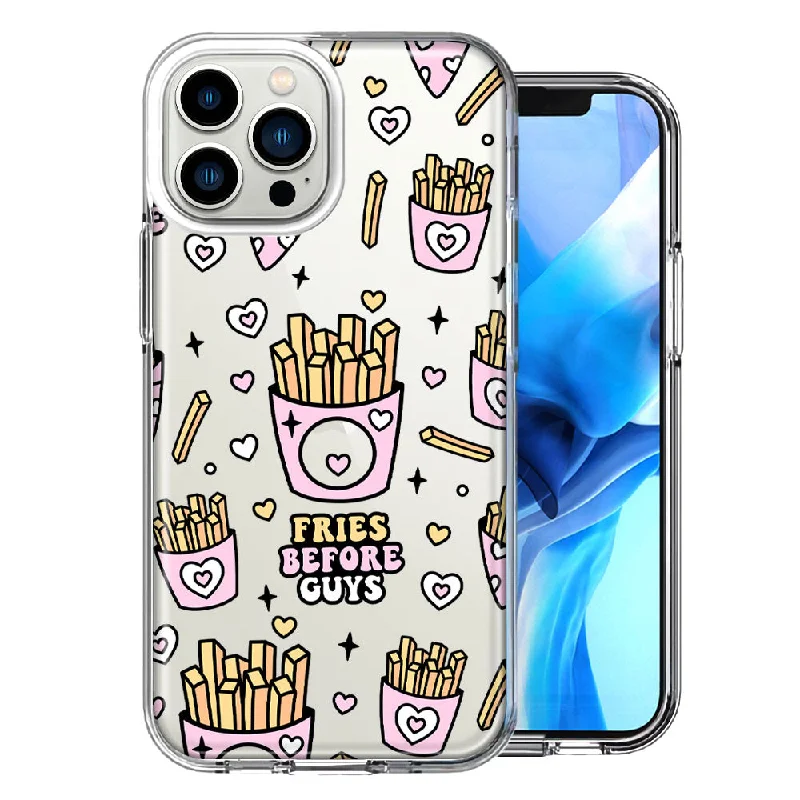 For Apple iPhone 15 Pro Max Cute Valentine Pink Love Hearts Fries Before Guys Double Layer Phone Case Cover