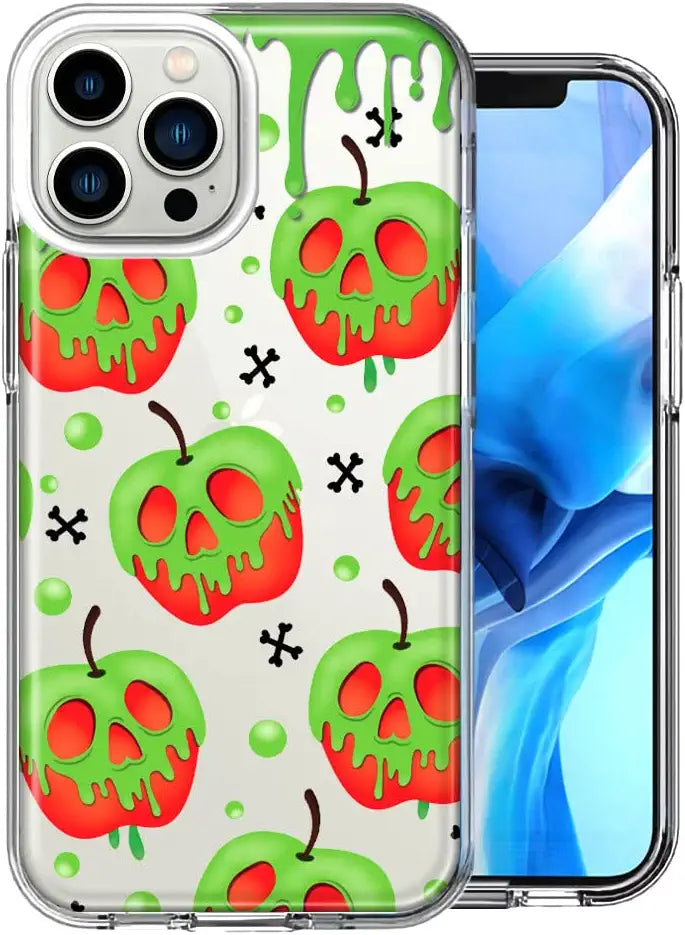 For Apple iPhone 15 Pro Max Halloween Poison Apple Skulls Spooky Fairy Tales Design Double Layer Phone Case Cover