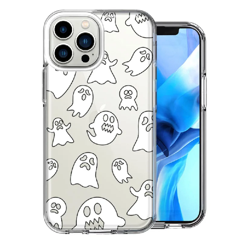 For Apple iPhone 15 Pro Max Halloween Spooky Ghost Design Double Layer Phone Case Cover