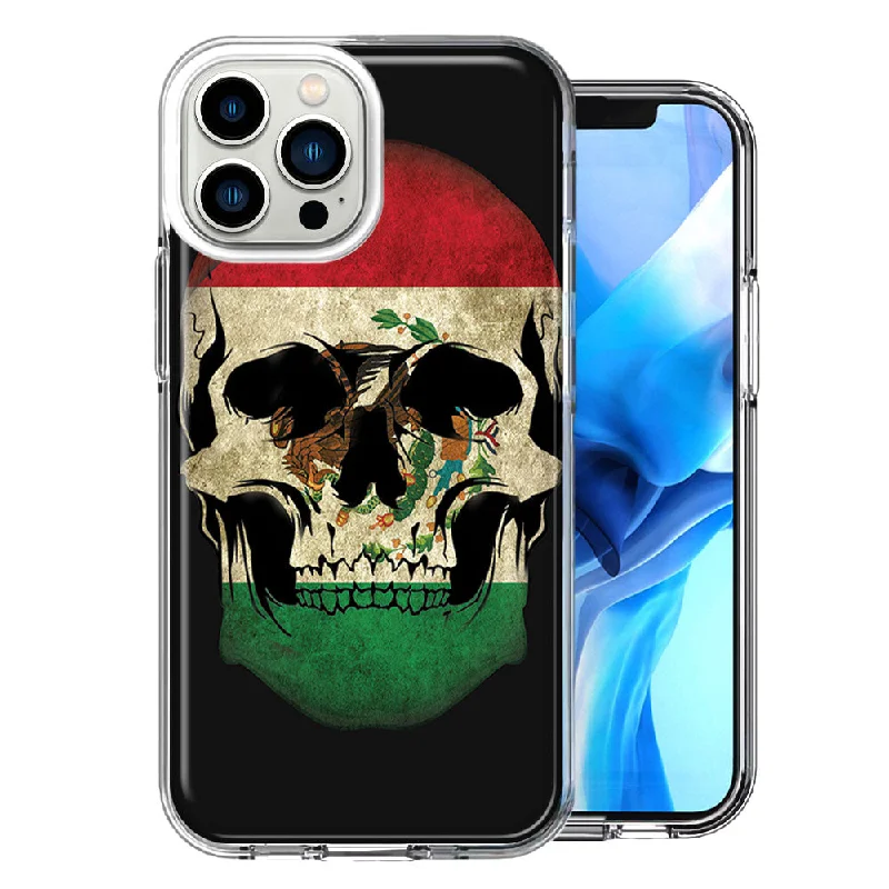 For Apple iPhone 15 Pro Max Mexico Flag Skull Double Layer Phone Case Cover