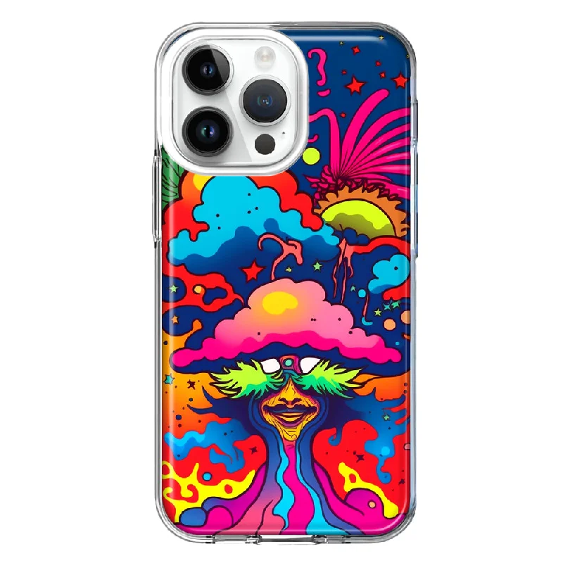 For Apple iPhone 15 Pro Max Neon Rainbow Psychedelic Trippy Hippie Bomb Star Dream Design Hybrid Protective Phone Case Cover