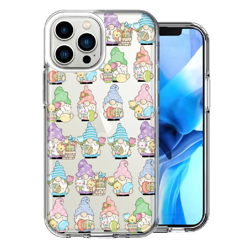 For Apple iPhone 15 Pro Max Pastel Easter Cute Gnomes Spring Flowers Eggs Holiday Seasonal Double Layer Phone Case Cover