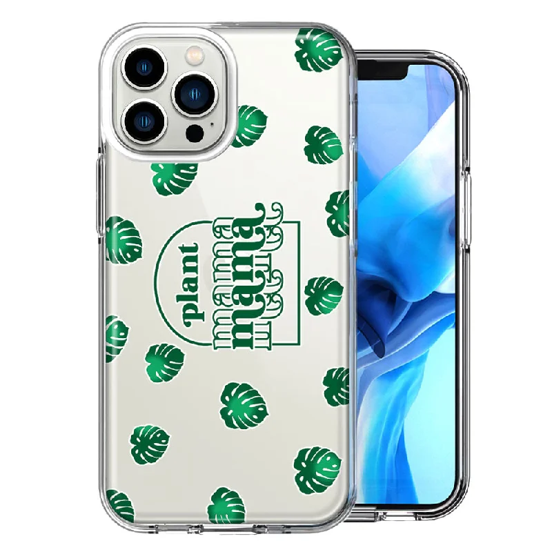 For Apple iPhone 15 Pro Max Plant Mama Houseplant Lover Monstera Tropical Leaf Green Design Double Layer Phone Case Cover