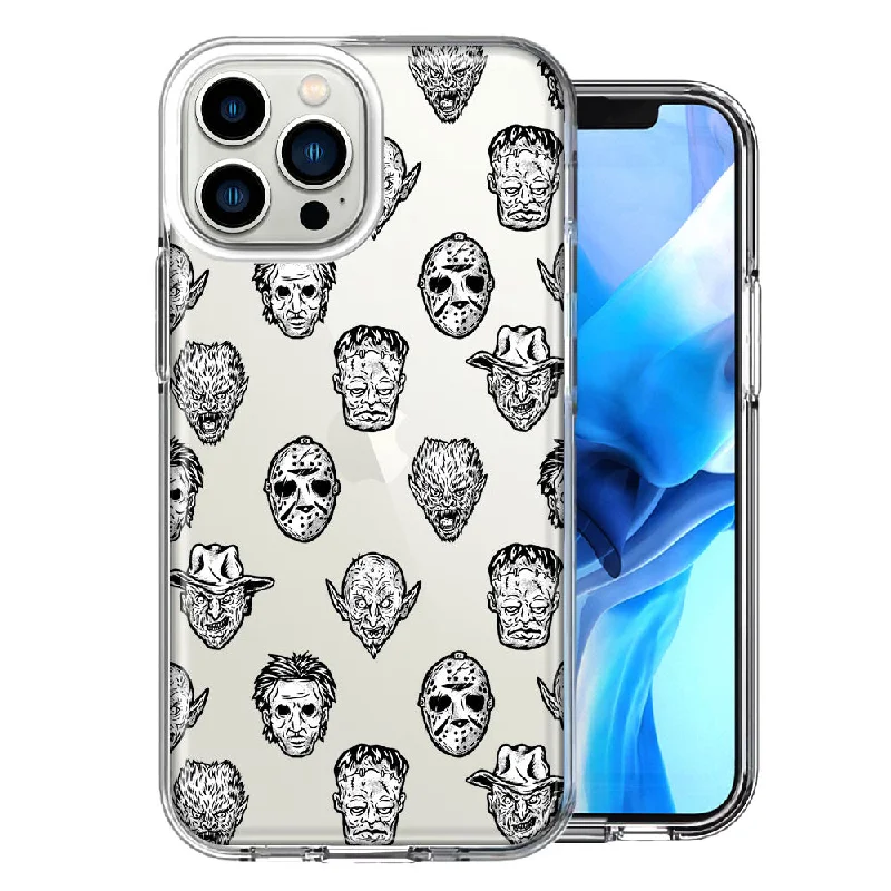 For Apple iPhone 15 Pro Max Spooky Halloween Villains Design Double Layer Phone Case Cover