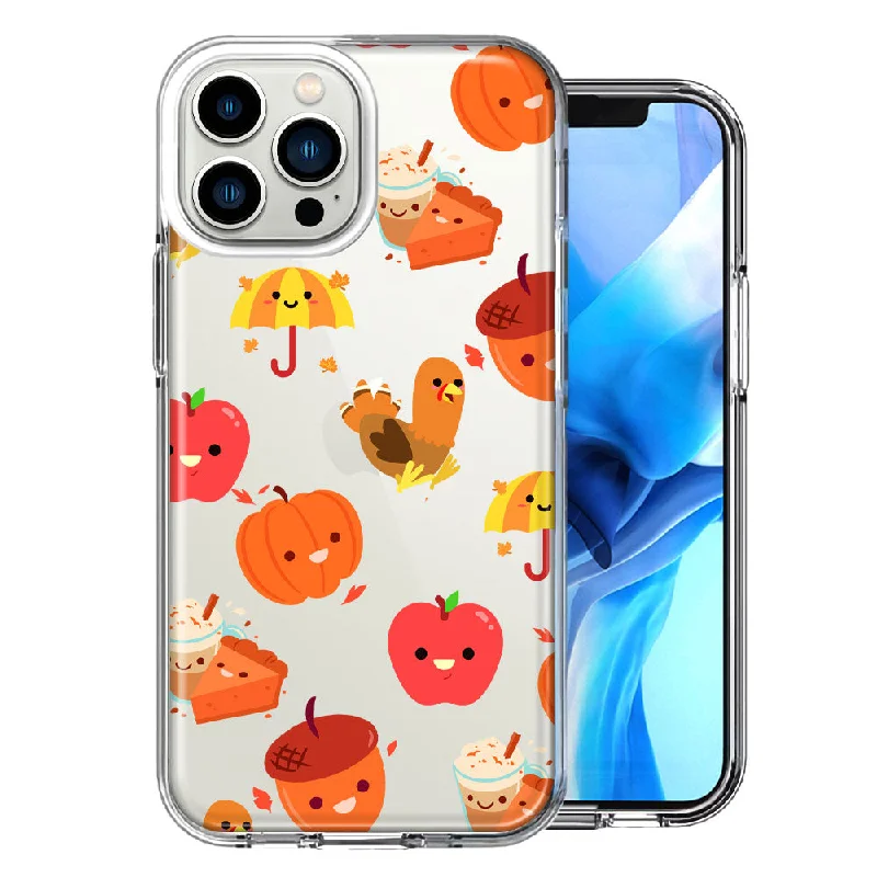 For Apple iPhone 15 Pro Max Thanksgiving Cute Autumn Fall Pumpkins Design Double Layer Phone Case Cover