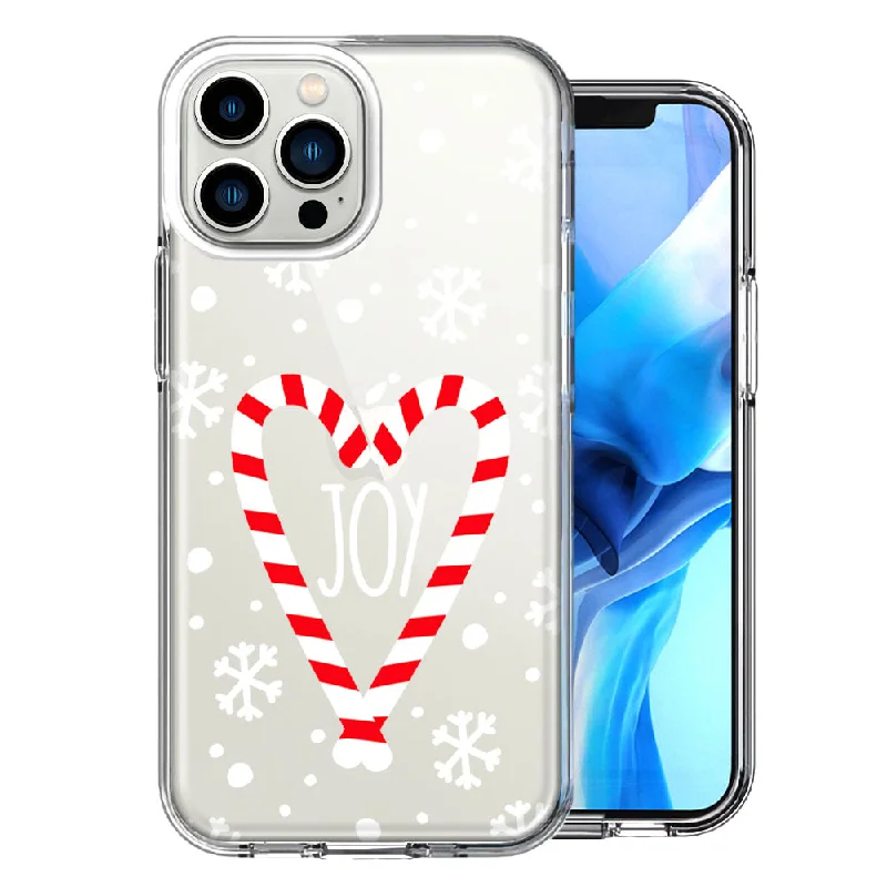 For Apple iPhone 15 Pro Max Winter Joy Snow Peppermint Candy Cane Heart Festive Christmas Double Layer Phone Case Cover