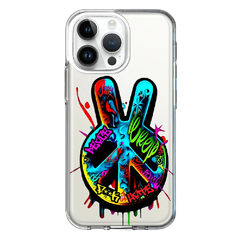 For Apple iPhone 15 Pro Peace Graffiti Painting Art Design Hybrid Protective Phone Case Cover