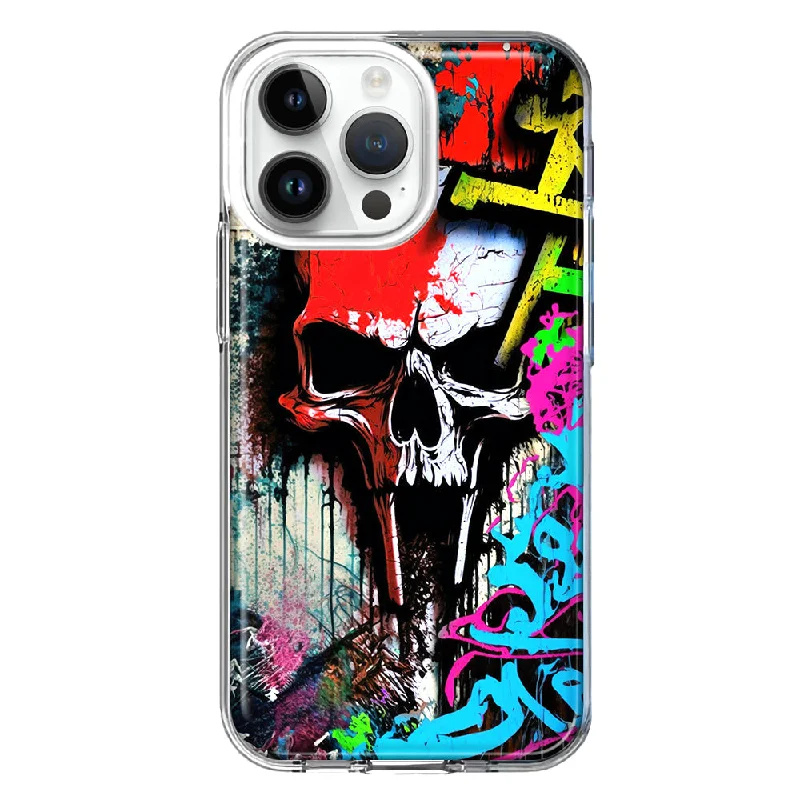 For Apple iPhone 15 Pro Skull Face Graffiti Painting Art Design Hybrid Protective Phone Case Cover