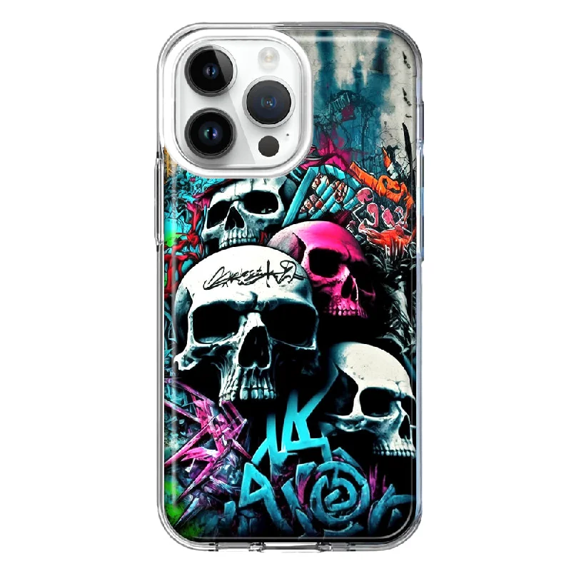 For Apple iPhone 15 Pro Skulls Graffiti Painting Art Design Hybrid Protective Phone Case Cover