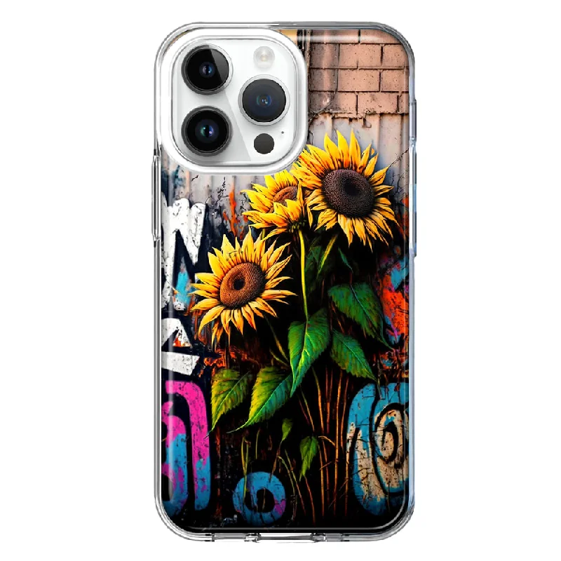 For Apple iPhone 15 Pro Sunflowers Graffiti Painting Art Design Hybrid Protective Phone Case Cover