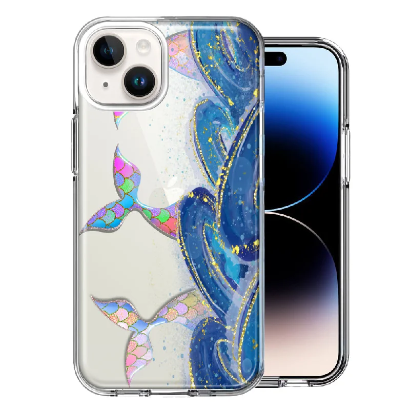 For Apple iPhone 15 Rainbow Mermaid Tails Scales Ocean Waves Beach Girls Summer Case Cover