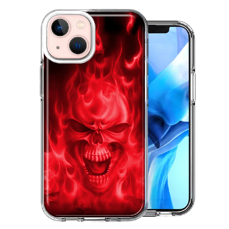 For Apple iPhone 15 Red Flaming Skull Case Cover