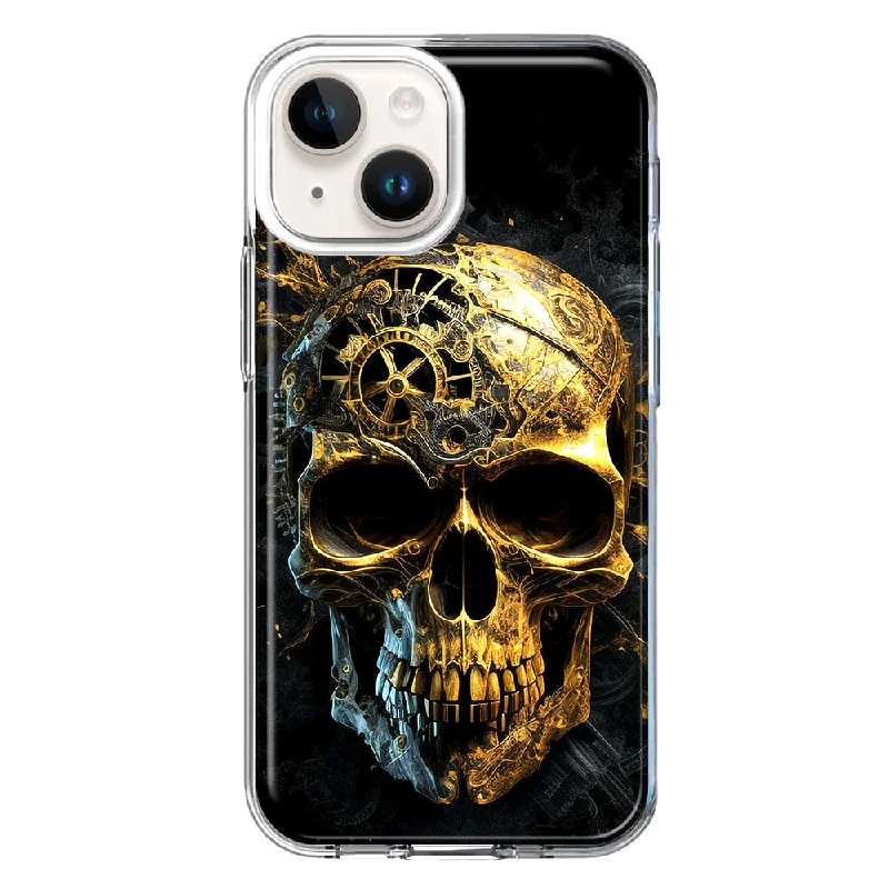 For Apple iPhone 15 Steampunk Skull Science Fiction Machinery Case Cover