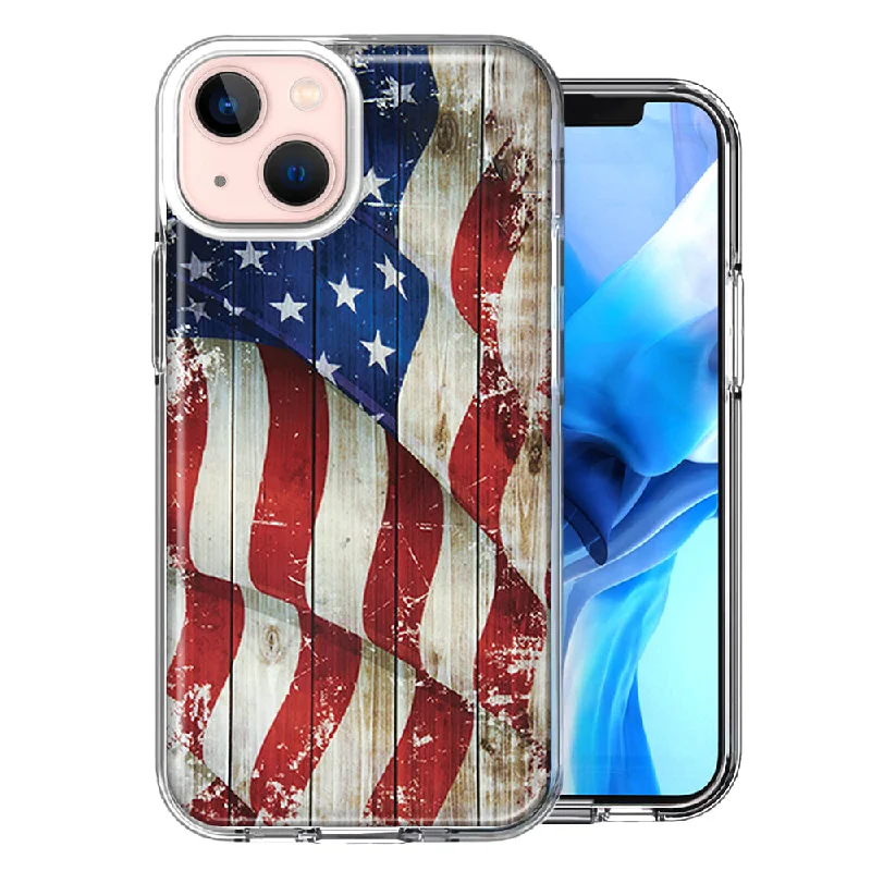 For Apple iPhone 15 Vintage USA Flag Case Cover