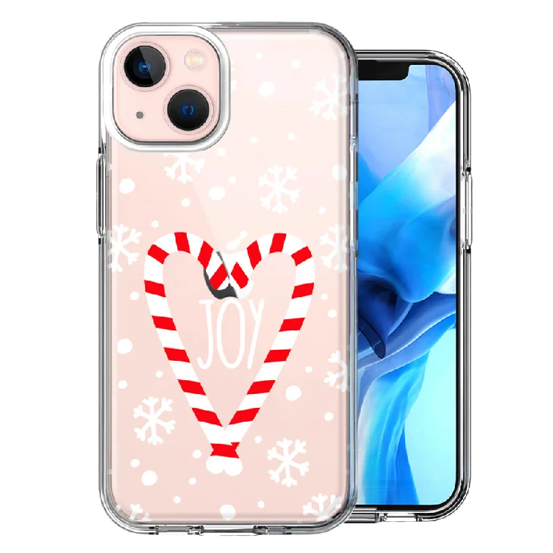 For Apple iPhone 15 Winter Joy Snow Peppermint Candy Cane Heart Festive Christmas Case Cover