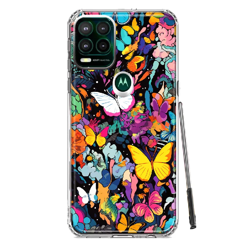 For Motorola Moto G Stylus 5G Psychedelic Trippy Butterflies Pop Art Design Hybrid Protective Phone Case Cover