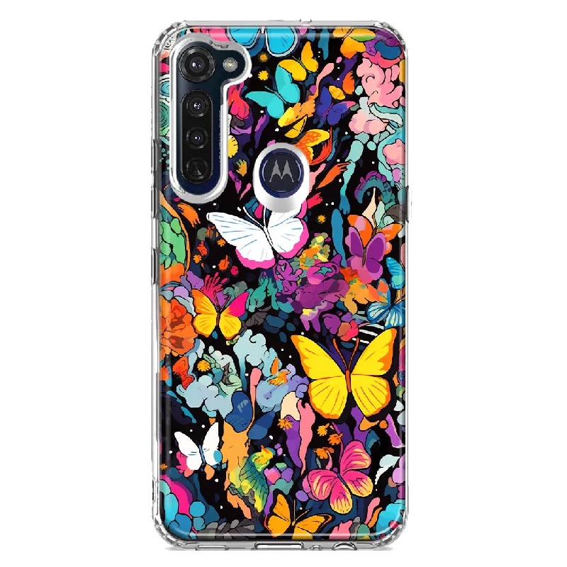 For Motorola Moto G Stylus Psychedelic Trippy Butterflies Pop Art Design Hybrid Protective Phone Case Cover