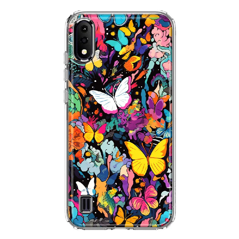 For Samsung Galaxy A01 Psychedelic Trippy Butterflies Pop Art Design Hybrid Protective Phone Case Cover