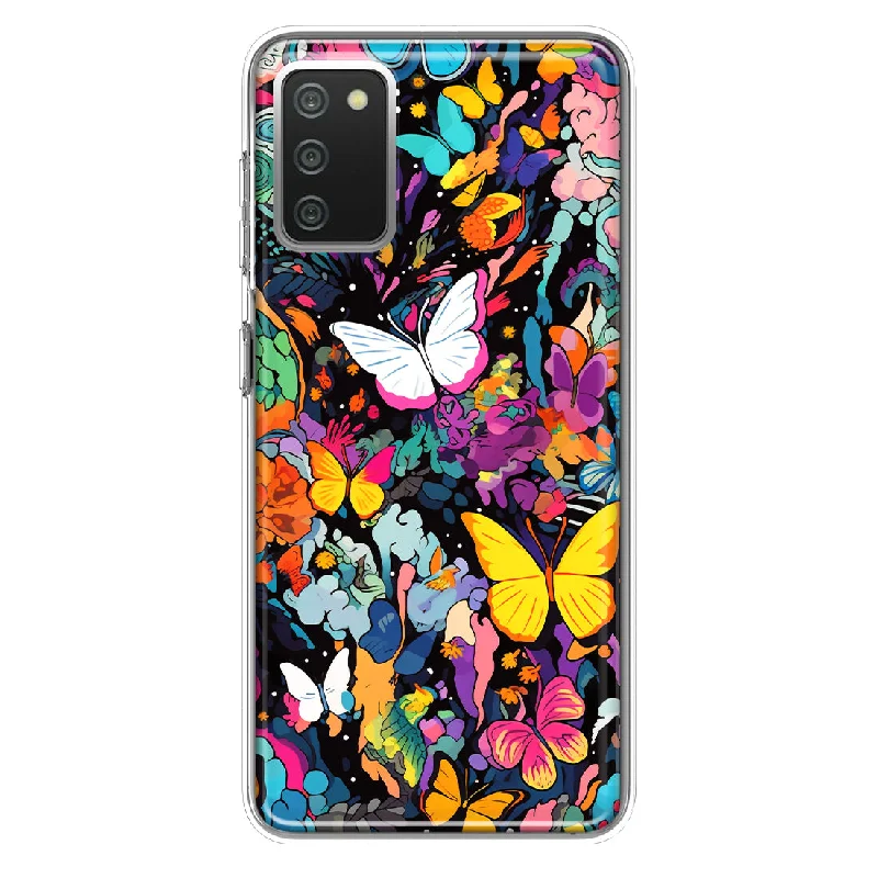 For Samsung Galaxy A02S Psychedelic Trippy Butterflies Pop Art Design Hybrid Protective Phone Case Cover