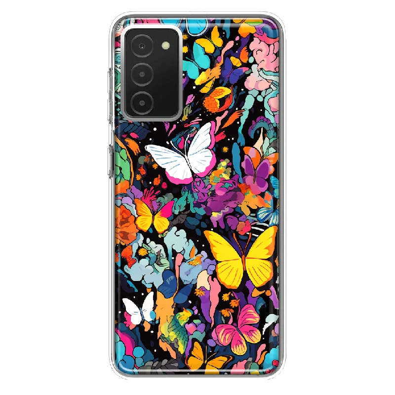 For Samsung Galaxy A03S Psychedelic Trippy Butterflies Pop Art Design Hybrid Protective Phone Case Cover