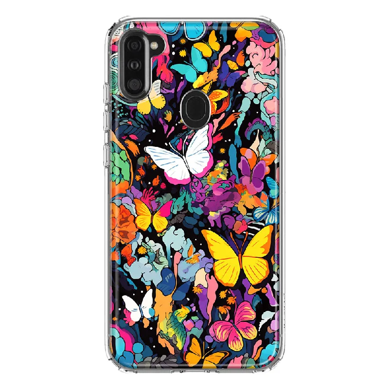 For Samsung Galaxy A11 Psychedelic Trippy Butterflies Pop Art Design Hybrid Protective Phone Case Cover