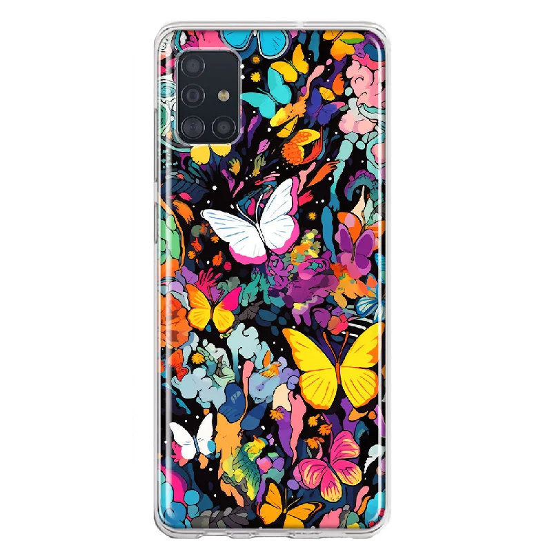 For Samsung Galaxy A51 Psychedelic Trippy Butterflies Pop Art Design Hybrid Protective Phone Case Cover