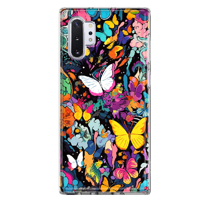 For Samsung Galaxy Note 10 Plus Psychedelic Trippy Butterflies Pop Art Design Hybrid Protective Phone Case Cover