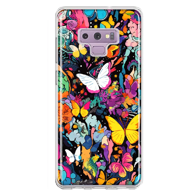 For Samsung Galaxy Note 9 Psychedelic Trippy Butterflies Pop Art Design Hybrid Protective Phone Case Cover