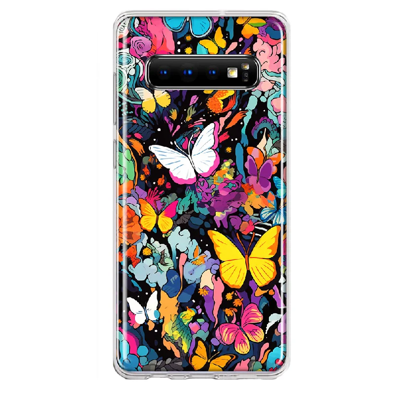 For Samsung Galaxy S10 Plus Psychedelic Trippy Butterflies Pop Art Design Hybrid Protective Phone Case Cover