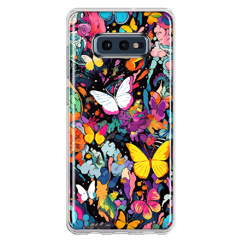 For Samsung Galaxy S10e Psychedelic Trippy Butterflies Pop Art Design Hybrid Protective Phone Case Cover